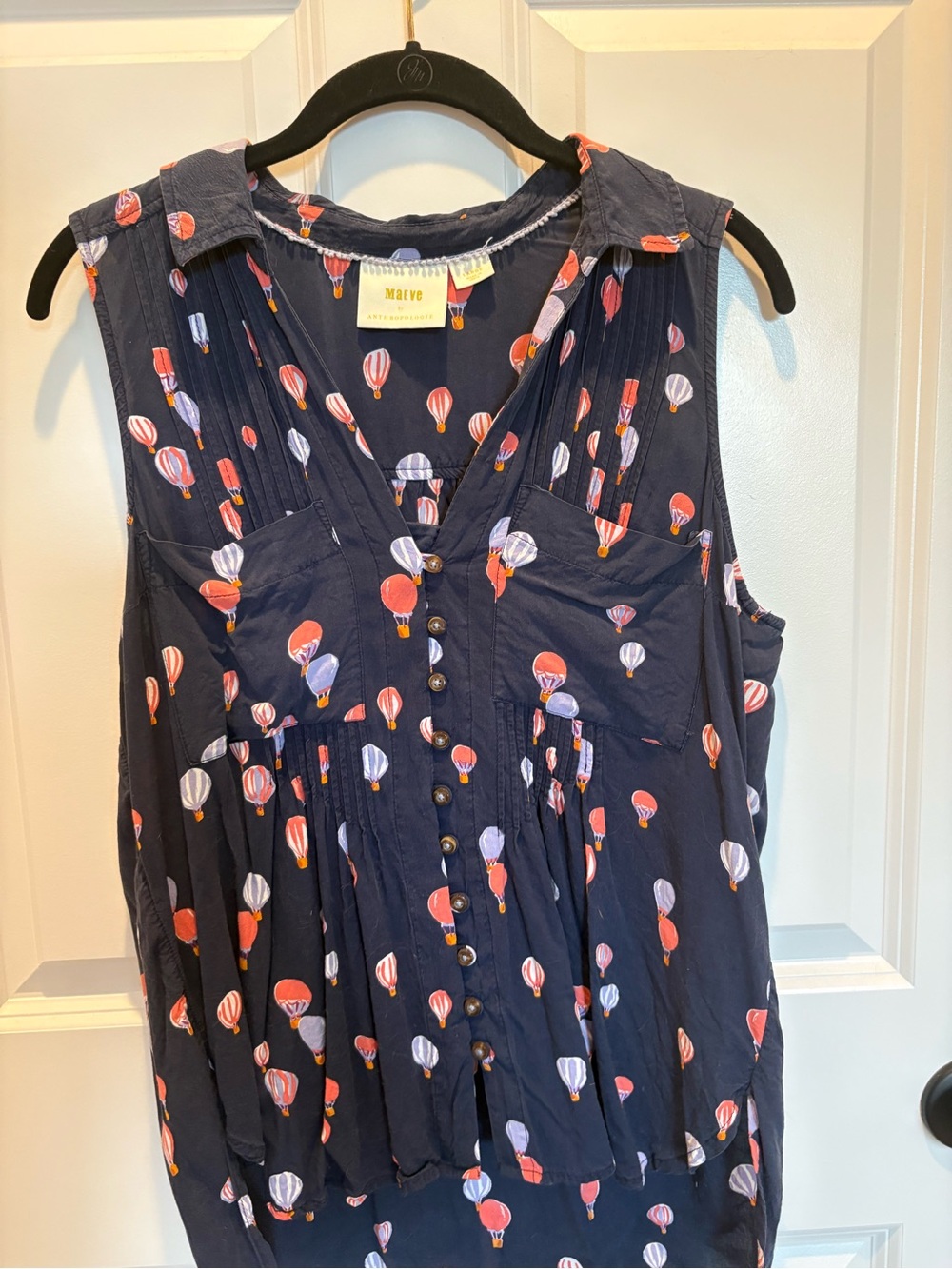 Anthropologie Maeve Hot Air Balloon Print Blouse -L